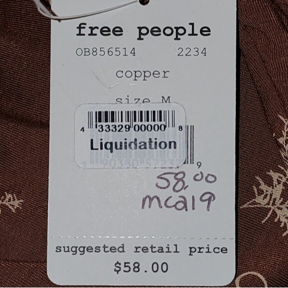 Free People NWT Soraya Rust Brown Open Back Tie Front 3/4 Sleeve Blouse Size M - Picture 9 of 9